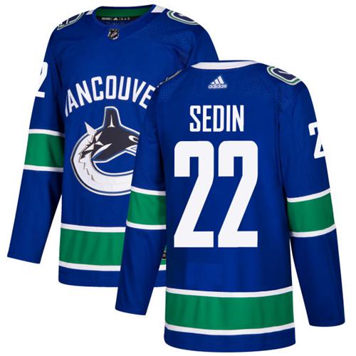 Adidas Vancouver Canucks 22 Daniel Sedin Blue Home Authentic Youth Stitched NHL Jersey